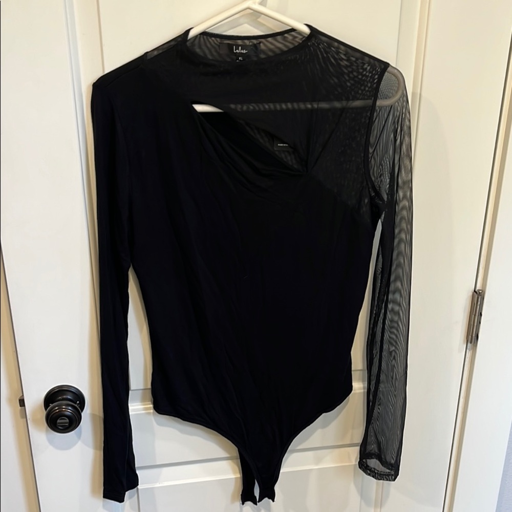 Lulu's Black Asymmetrical Long Sleeve Top